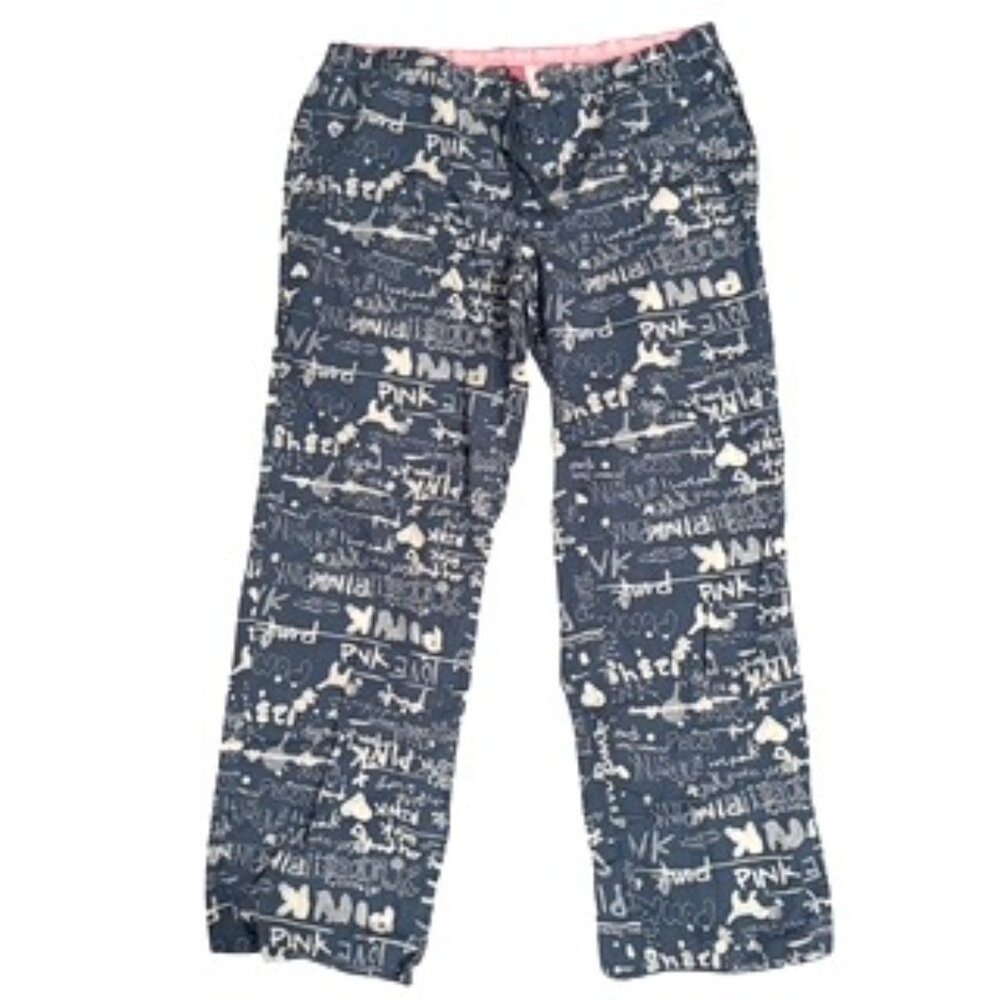 RARE Y2K Victoria's Secret PINK Pajama Pants. Blue/White, Large